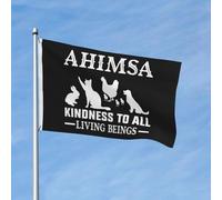 Drapeau Pirate Renforcé Drapeaux Ahimsa Végétalienne : Gentillesse Envers Tous Les Êtres Vivants Résistant À La Décoloration Bruant Pour Manif Jardin Événements 90X150Cm