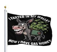 Drapeau Pirate Renforcé Drapeaux J'Ai Pété Dans Mon Portefeuille, Maintenant J'Ai De L'Argent Pour L'Essence. Drôle D'Âne Résistants Aux Intempéries Bannière Extérieure Pour Manif 90X150Cm