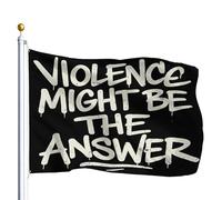 Drapeau Pirate Résistant À La Décoloration Drapeaux La Violence Pourrait Être La Réponse Crâne De Pirate Amusant Couleurs Vives Bannière Extérieure Pour Manif Décorations Balcon 90X150Cm