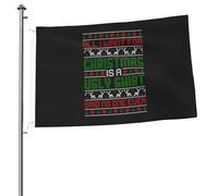 Drapeau Pirate Résistants Aux Intempéries Drapeaux Tout Ce Que Je Veux Pour Noël, C'Est Une Chemise Moche, Personne Ne L'A Jamais Dit Double Couture Bannière Extérieure Pour Balcon 90X150Cm