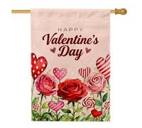 Drapeau Pirate Roses Amour'S Cœurs Romantiques Bonbons Amour'S Rouge Drapeaux Décoratifs Renforcé Bannière Extérieure Pour Célébration Manif Extérieur 70X102Cm