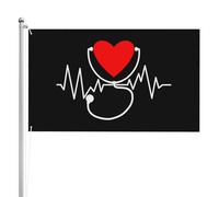 Drapeau Pirate Stéthoscope, battements de cœur, médecin, Drapeaux 90X150cm | avec œillets Bannière Extérieure Personnalisée Drapeau de Vacances pour Anniversaire manif Restaurant infirmière