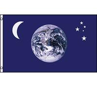 Drapeau Pirate Terre, Lune Et Étoiles Couleur Vive Garden Flag Couture Double Face Flag Pour L'Extérieur Intérieur Célébrations 3X5Ft