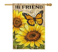 Drapeau Pirate Tournesol, Printemps, Nature, Papillon, Fond En Bois Drapeaux Couleurs Vives Personnalisée Bunting Pour Bar Restaurant Événements 70X102Cm