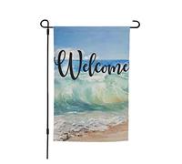 Drapeau Plage Tropicale, Vagues D'Un Bleu Magnifique Drapeau Paysage Décoration Couleurs Resistant Exterieur Bannière, Pour Les Bureaux, Les Défilés, D'Intérieur, 30x45cm