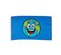 Drapeau planète terre avec 2 œillets en métal - Drapeau drôle planète terre 90 x 150 cm