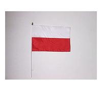 Drapeau Pologne 45x30cm HAMPE blanche - LOT DE 10 Drapeaux polonais 30 x 45 cm - AZ FLAG