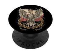 Drapeau polonais Aigle couronné Laurier chaîne brisée Symbole de la liberté PopSockets PopGrip Adhésif