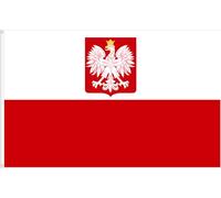 Drapeau polonais avec blason. Qualité satin premium. Grande taille 150 x 90 cm.