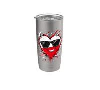 Drapeau Polonais Cœur Cartoon Lunettes de Soleil Gobelet isotherme en acier inoxydable double paroi