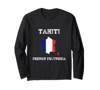 Drapeau Polynésie Française Vieilli Fierté Tahiti Manche Longue