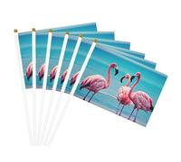 Drapeau portable avec imprimé flamant rose pour décoration de mariage, anniversaire, vacances