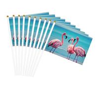 Drapeau portable avec imprimé flamant rose pour décoration de mariage, anniversaire, vacances