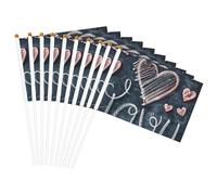 Drapeau portable avec mots « I Love You » avec cœurs imprimés pour fêtes, fêtes, vacances, décoration de rassemblements, événements
