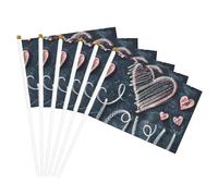 Drapeau portable avec mots « I Love You » avec cœurs imprimés pour fêtes, fêtes, vacances, décoration de rassemblements, événements