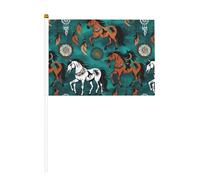 Drapeau portable, drapeau en polyester imprimé à rayures de cheval avec mât en plastique pour événements et décoration