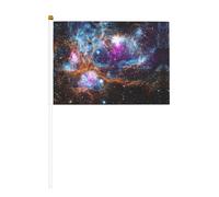 Drapeau portable en polyester imprimé galaxie univers avec mât en plastique pour événements et décoration