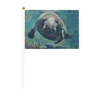 Drapeau portable imprimé Crazy Save Manatee, compact et léger, adapté pour les défilés, les événements et le soutien des fans