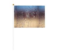 Drapeau portable imprimé gouttes de pluie sur verre, compact et léger, adapté pour les défilés, les événements et le soutien des fans