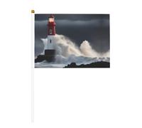 Drapeau portable imprimé phare en tempête, compact et léger, adapté pour les défilés, les événements et le soutien des fans