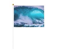 Drapeau portable imprimé vagues de l'océan bleu - Pour décoration d'événements - Utilisation polyvalente - Activités de groupe