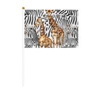 Drapeau portatif, zèbre et girafe en polyester avec mât en plastique pour événements et décoration