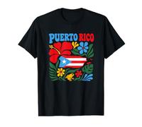 Drapeau Porto Rico Fleurs Tropicales Boricua Island Pride T-Shirt Graphique avec Valeur