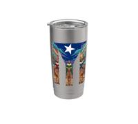Drapeau portoricain des trois rois Día de Reyes Magos Boricu Gobelet isotherme en acier inoxydable double paroi
