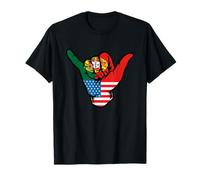 Drapeau Portugais et Amérique Amérique Portugal Shaka Main T-Shirt