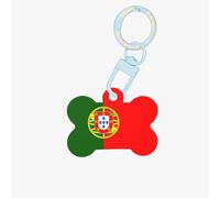 Drapeau portugais imprimé mode chien étiquettes acrylique porte-clés chien forme os double face motif étiquettes pour chiens et chats, Small, Acrylique