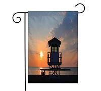Drapeau Poste De Secours Sur Une Plage Visible, Coucher De Soleil Sur L'État De Pennsylvanie, Monuments, Parcs, Été, Extérieur Imprimé Drapeau De Bienvenue, Pour Les Défilés, 30x45cm