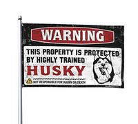 Drapeau pour chambre à coucher Avertissement Cette propriété est protégée par un drapeau husky hautement qualifié Hommes Stuff Garage Accessoires pour Man Cave (Taille : 60 x 90 cm)