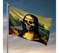 Drapeau pour chambre à coucher Crâne de Mona Lisa : un drapeau de transformation mystérieuse pour homme, grotte, drapeaux décoratifs d'extérieur (120 x 180 cm)