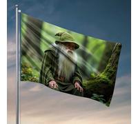 Drapeau pour chambre à coucher, magicien de la forêt en robe verte, drapeaux cool pour homme, grotte, drapeaux décoratifs (30 x 45 cm)