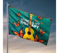 Drapeau pour chambre à coucher Musicothérapie : une symphonie de guitares et de papillons Décoration musicale pour adolescents (120 x 180 cm)