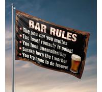 Drapeau pour chambre à coucher Règles de bar : une torsion amusante sur l'étiquette de l'alcool, drapeau pour homme, décoration de campagne (120 x 180 cm)