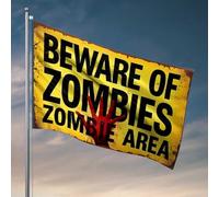 Drapeau pour chambre à coucher Zombie Avertissement : Restez alerte ! Drapeaux pour la chambre des garçons (152 x 244 cm)