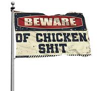Drapeau pour chambre de fille avec inscription « Beware of Chicken Shit » - Décoration de terrasse amusante - Accessoires pour joueurs (30 x 45 cm)
