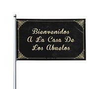 Drapeau pour chambre de fille Bienvenidos A La Casa De Los Abuelos Drapeau amusant Décoration de patio Accessoires pour joueurs (120 x 180 cm)