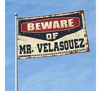 Drapeau pour chambre de fille Méfiez-vous de M. Velasquez Drapeau pour dortoirs Décoration de chambre amusante (120 x 180 cm)