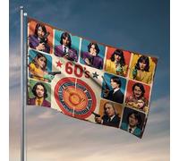 Drapeau pour chambre de fille rétro des années 60 : un souffle coloré d'action et de style drapeau de campeur décorations pour l'intérieur drôle décoration de maison (152 x 244 cm)