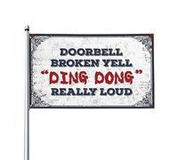 Drapeau pour chambre de fille, sonnette de porte, hurlement cassé, drapeau Ding Dong très fort pour dortoir, décoration de chambre à coucher (60 x 90 cm)