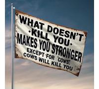 Drapeau pour chambre de fille « What Doesn'T Kill You Makes Stronger : A Humour Warning Abou » - Décoration d'intérieur amusante (120 x 180 cm)