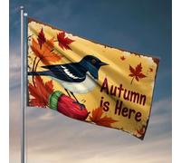 Drapeau pour chambre de filles L'automne est ici avec des feuilles colorées. Drapeau Man Cave Décorations drapeaux pour dortoir universitaire (60 x 90 cm)