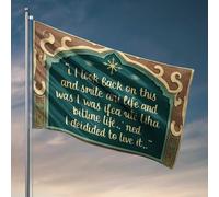 Drapeau pour chambre de filles Réflexions sur la vie : une citation sincère encadrée dans un design orné, drapeaux amusants pour les dortoirs universitaires, mari amusant G (152 x 244 cm)