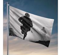 Drapeau pour chambre de filles soldats en équipement de combat Advance Under Smoke. Drapeau Man Cave Décorations drapeaux pour dortoir universitaire (152 x 244 cm)