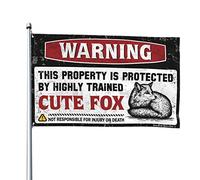 Drapeau pour chambre des gars avertissant que cette propriété est protégée par un renard mignon hautement qualifié, drapeaux de décoration de jardin pour décoration de chambre (152 x 244 cm)