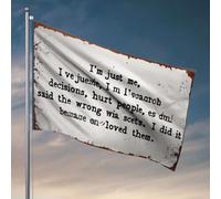 Drapeau pour chambre Guys I'm Just Me, I'Ve Made Mistakes Drapeau cool Dortoir Décoration de bière (120 x 180 cm)