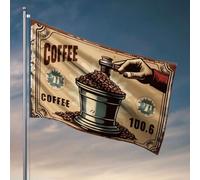 Drapeau pour chambre Guys Vintage Moulin à café Illustration Drapeau cool Dortoir Décoration de bière (60 x 90 cm)