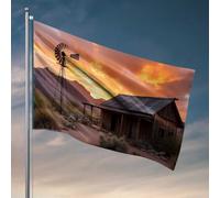 Drapeau pour décoration de grotte du désert au vieux moulin à vent - Drapeau pour chambre - Accessoires pour homme (120 x 180 cm)